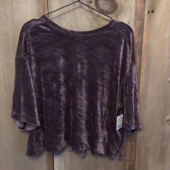 Free People Valerie Open Back Velvet Top XS Slouchy Oversized Purple - Picture 3 of 17